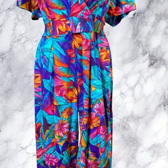VTG Joan Walters 80’s Floral Jumpsuit - Picture 3 of 10